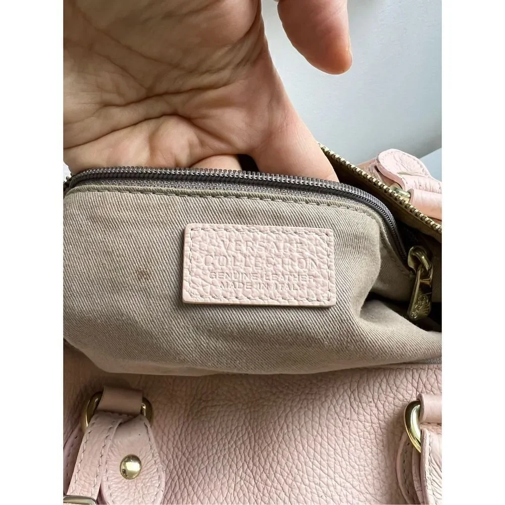 VERSACE COLLECTION Pebbled Leather Pink Handle Bag